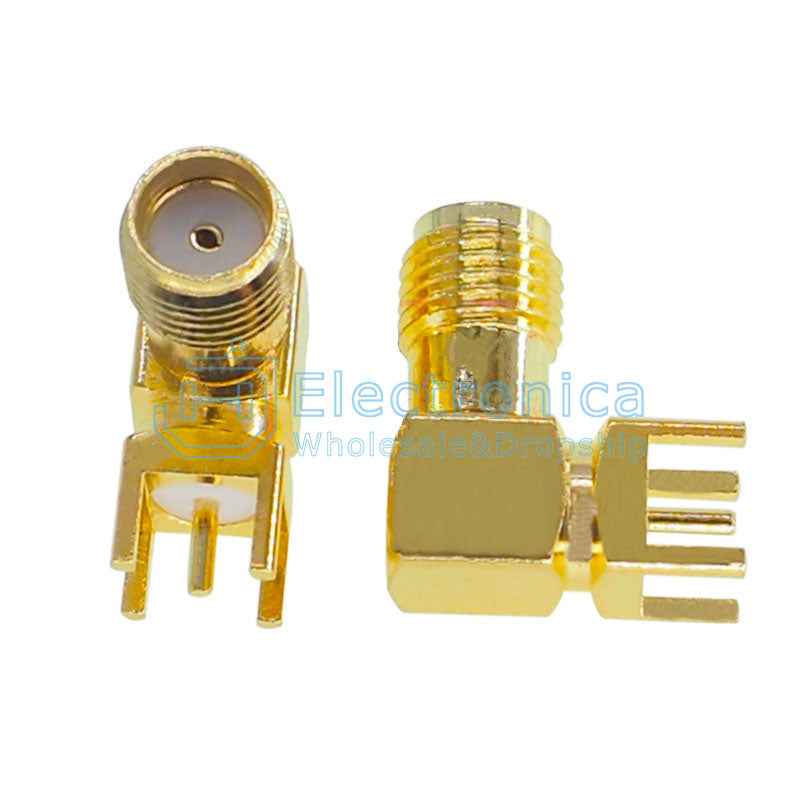 Curved Feet SMA-KWE Outer Screw Inner Hole RF Antenna Base 90 Degree Connector
