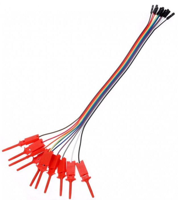 10pcs test hook clips with female DuPont jumper wires product image for electronics and prototyping use