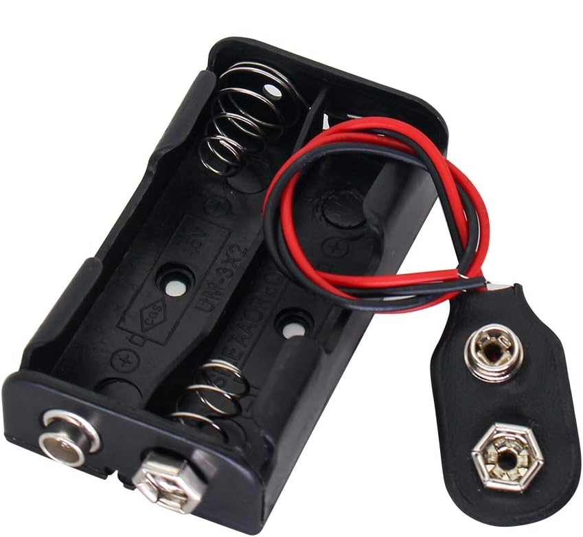 2 x AA Battery Holder with 9V Snap Terminal product image for electronics and prototyping use