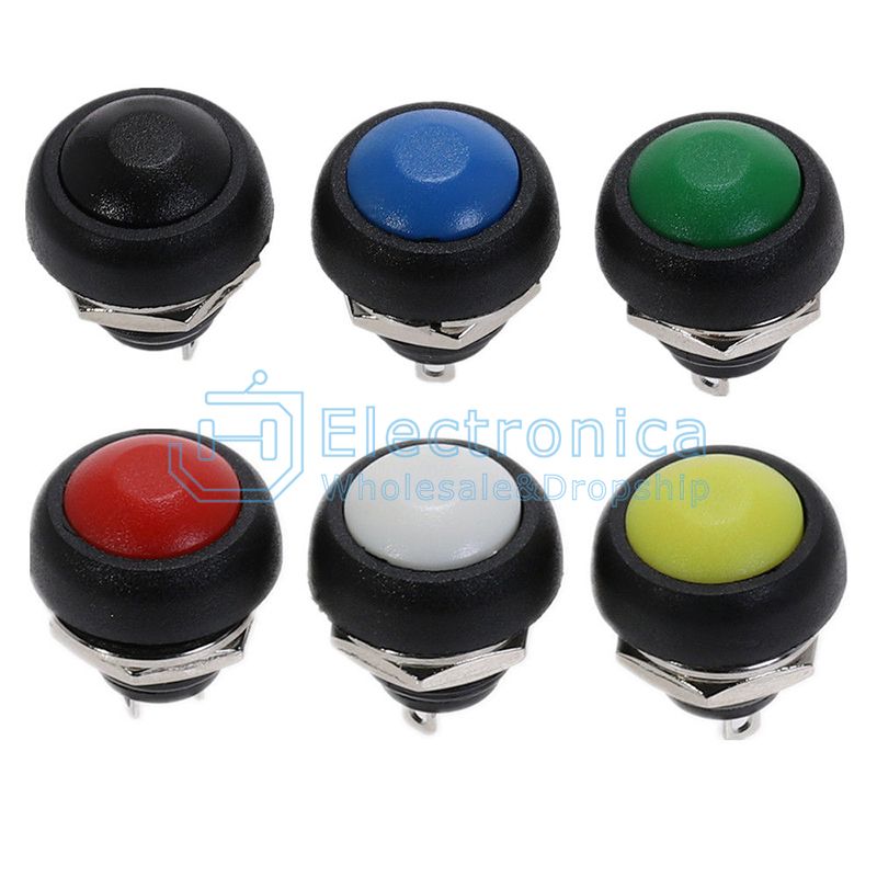 12MM PBS-33B Momentary Round Push Button Switch - I Found Tech Chinese Warehouse Import - black 5pcs