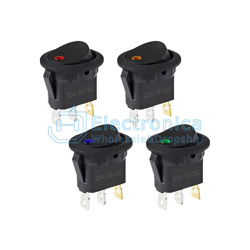 KCD1 2 Position 3 Pins Round Rocker Switch - I Found Tech Chinese Warehouse Import - Blue light