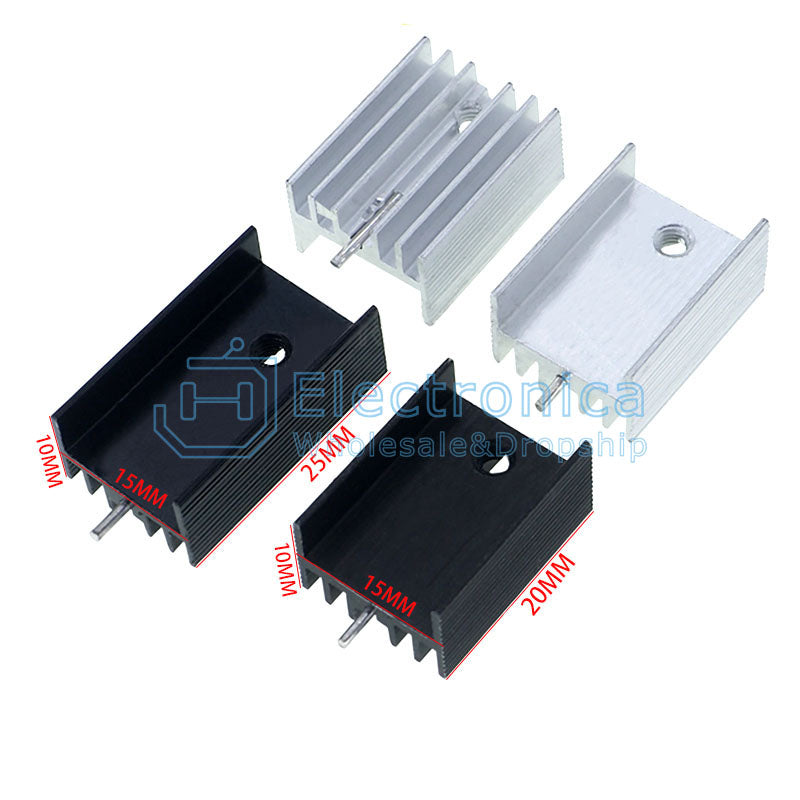 Black/Silver 15*10*20/15*10*25mm 1Pin Aluminum Heat Sink for TO-220 Triode - I Found Tech Chinese Warehouse Import -...