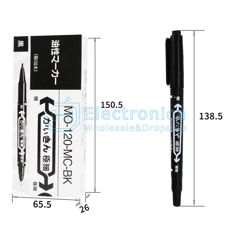 Twin Tip Permanent Marker Pen - I Found Tech Chinese Warehouse Import - Black