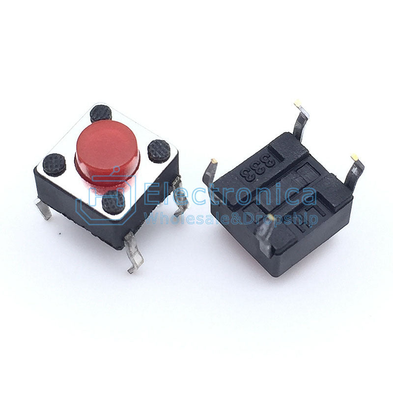 6*6*5mm Red 4Pin DIP Micro Touch Switch - I Found Tech Chinese Warehouse Import - 100PCS