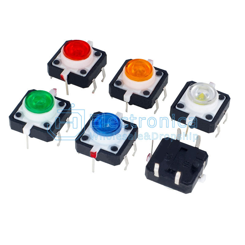 12*12*7.3mm 4Pin DIP Micro Touch Switch with LED Button - I Found Tech Chinese Warehouse Import - Blue
