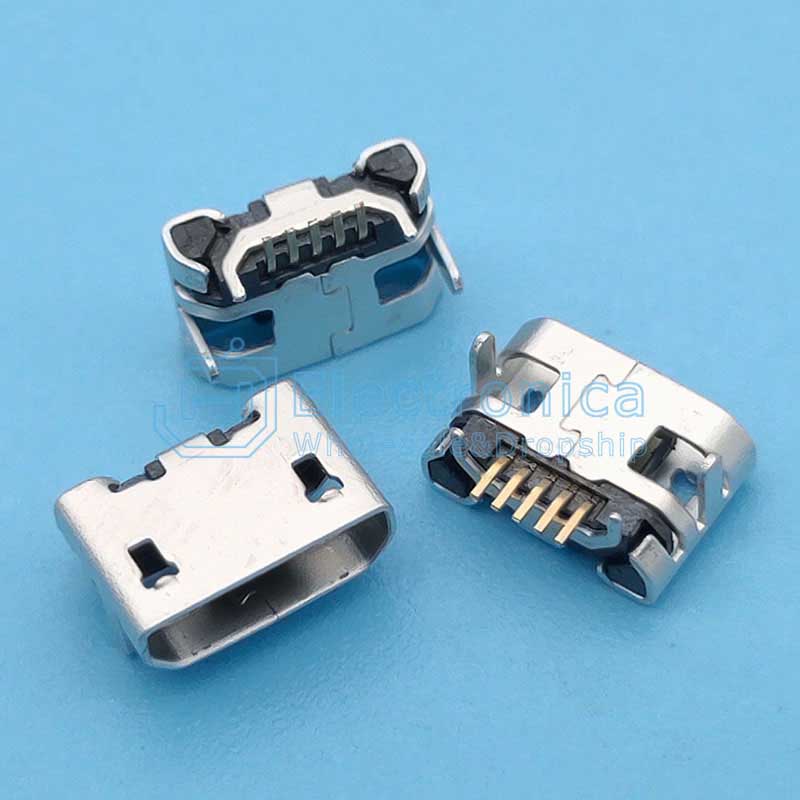 Horn Type lengthen 5Pin Micro USB Female Socket Connector with Four Fixed Feet without Crimping - I Found Tech Chinese...