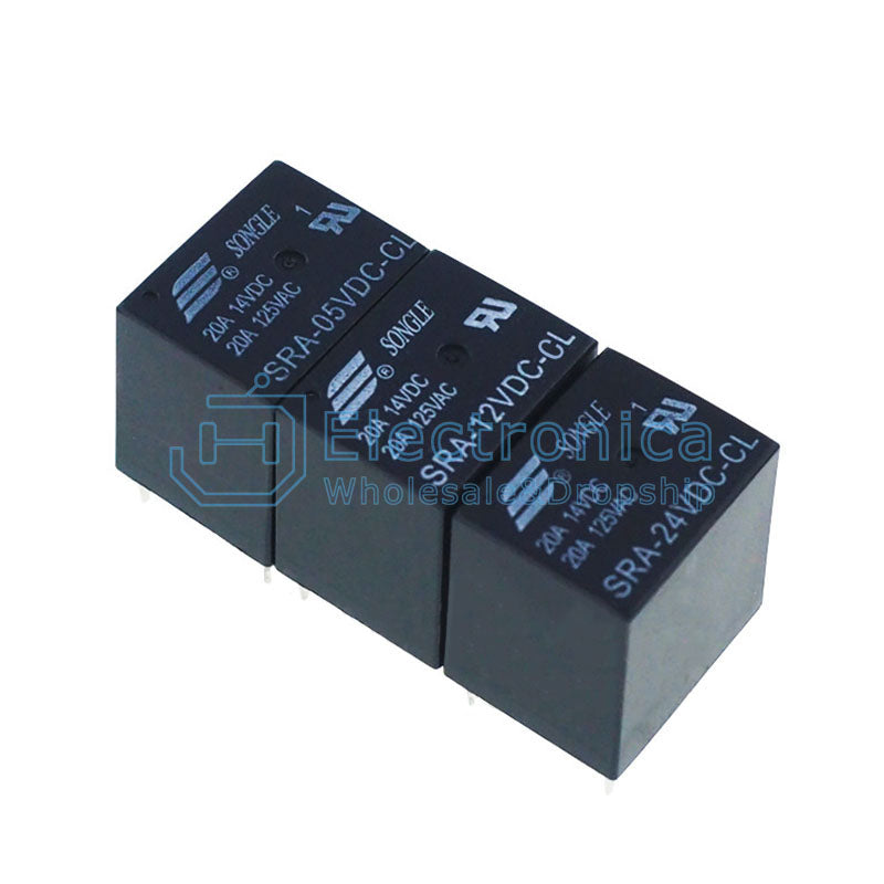 T74 SRA-05/12/24VDC-AL/CL 4/5P 20A Black Domestic/Original Songle Relay - I Found Tech Chinese Warehouse Import - Option...
