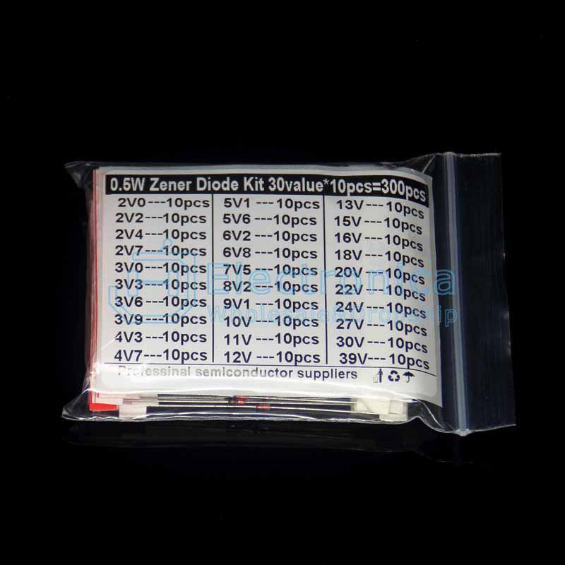 300pcs 30 Values 0.5W 2V0-39V DO-35 Zener Diode Kit - I Found Tech Chinese Warehouse Import