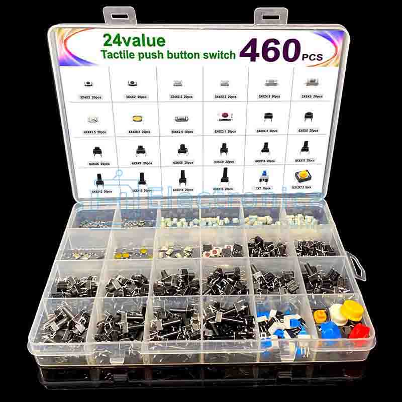 460pcs 24 Vaules 2P/4P Touch Botton Switch Kit - I Found Tech Chinese Warehouse Import