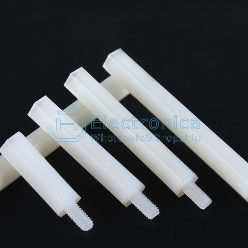 100pcs M3 Single Pass Hexagonal Nylon Screw - I Found Tech Chinese Warehouse Import - M3*10+6