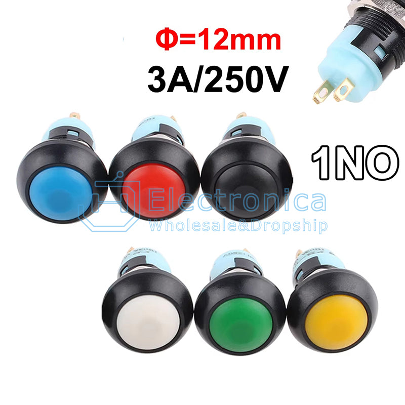 12mm 3A/250V PBS-33A Self-locking Waterproof Switch - I Found Tech Chinese Warehouse Import - Black