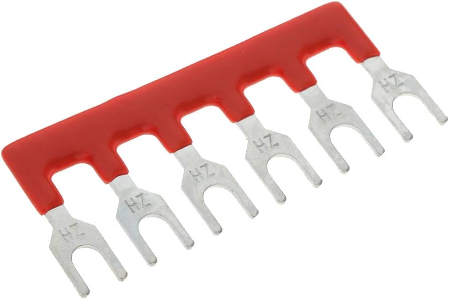 Jumper Block Terminal Strips, 6 Pin, 25A, Red product image for electronics and prototyping use
