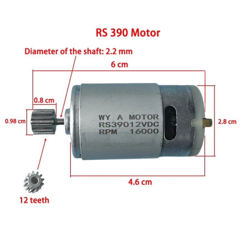 RS-390 12VDC 16000RPM Motor product image for electronics and prototyping use