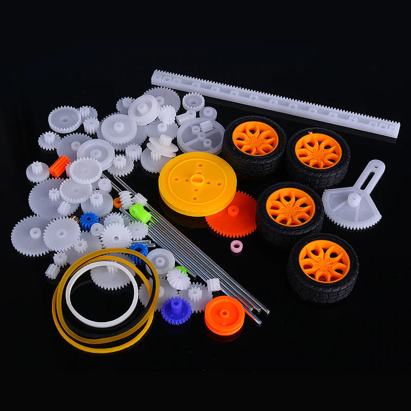 Pulley Plastic Gears Kit Rubber Band Pulley Belt Shaft Robot product image for electronics and prototyping use