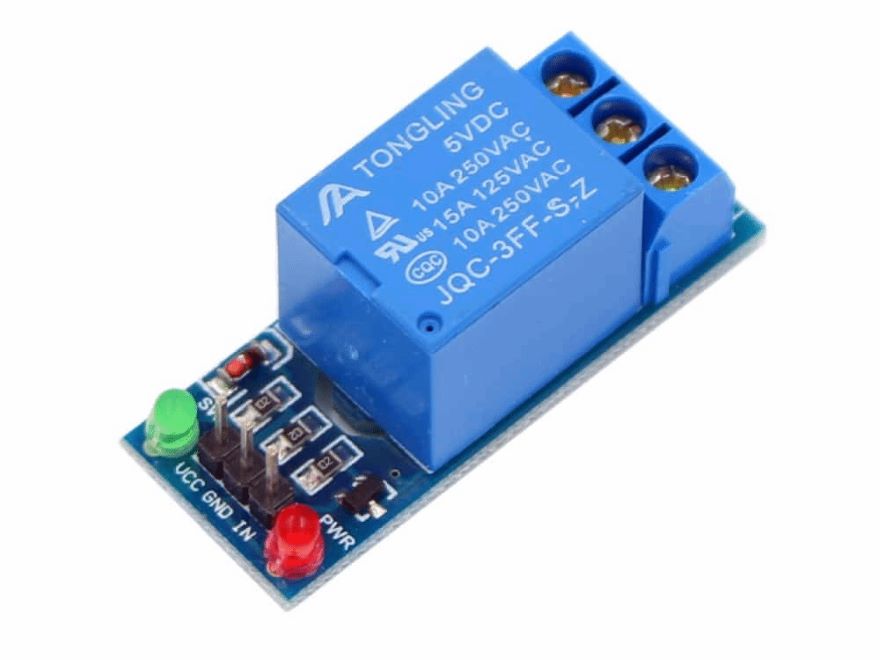5V relay module with Status LED product image for electronics and prototyping use