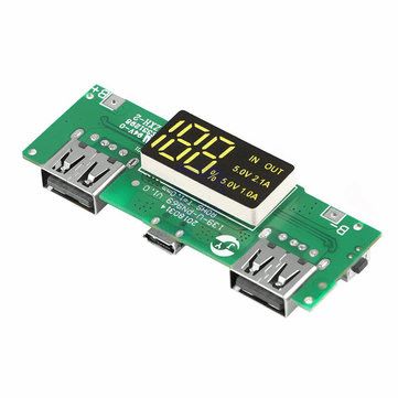 Dual USB 5V 2.1A + 1A Lithium Charger (powerbank) module product image for electronics and prototyping use