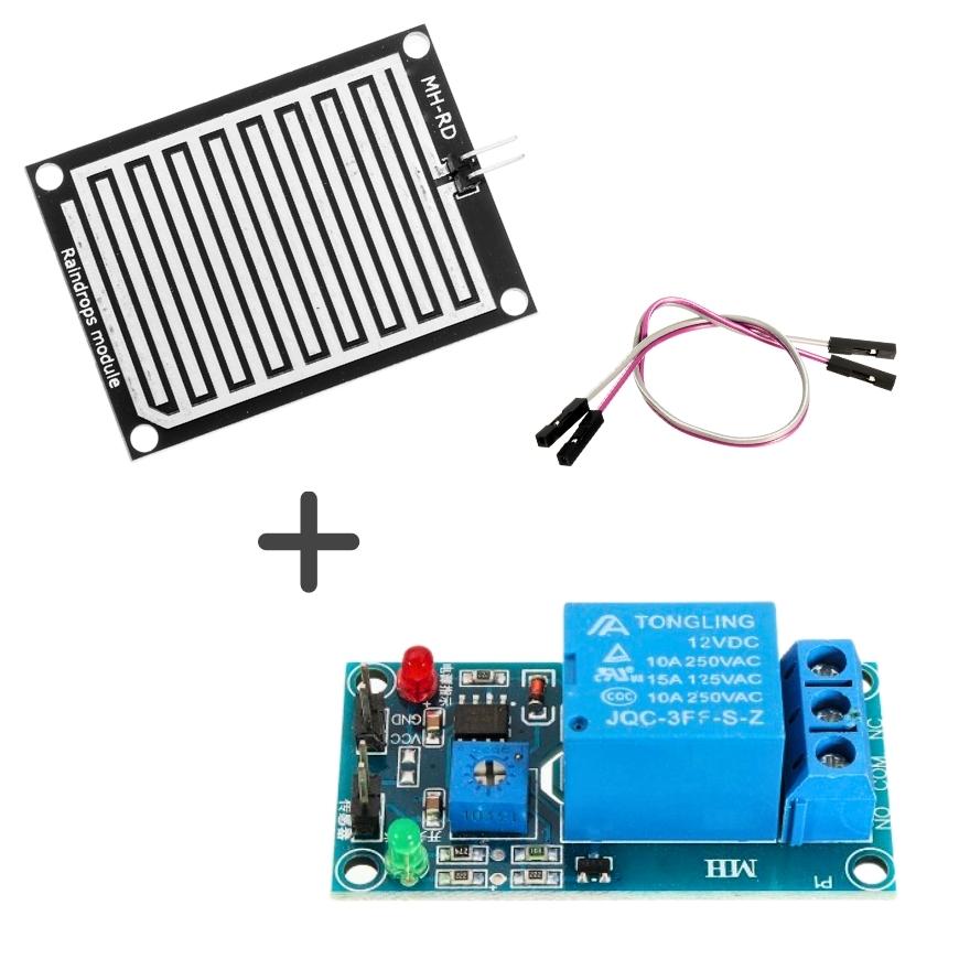 Rain sensor module with relay module 12V product image for electronics and prototyping use