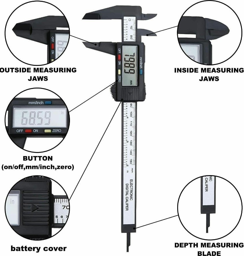 Black Caliper 150mm product image for electronics and prototyping use
