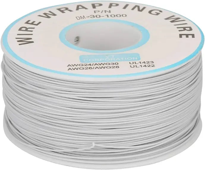 250m (White) 30AWG 0.25mm wire roll product image for electronics and prototyping use