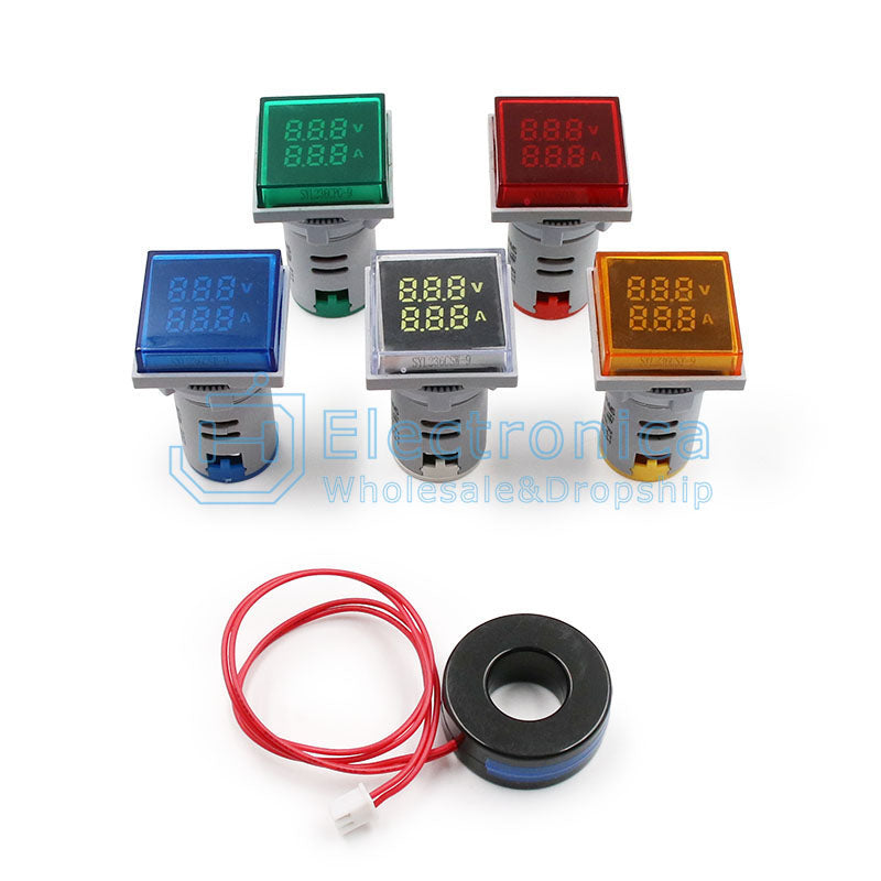 AC50-500V 0-100A Mini Digital Voltmeter Ammeter 22mm Signal Lights - I Found Tech Chinese Warehouse Import - Blue