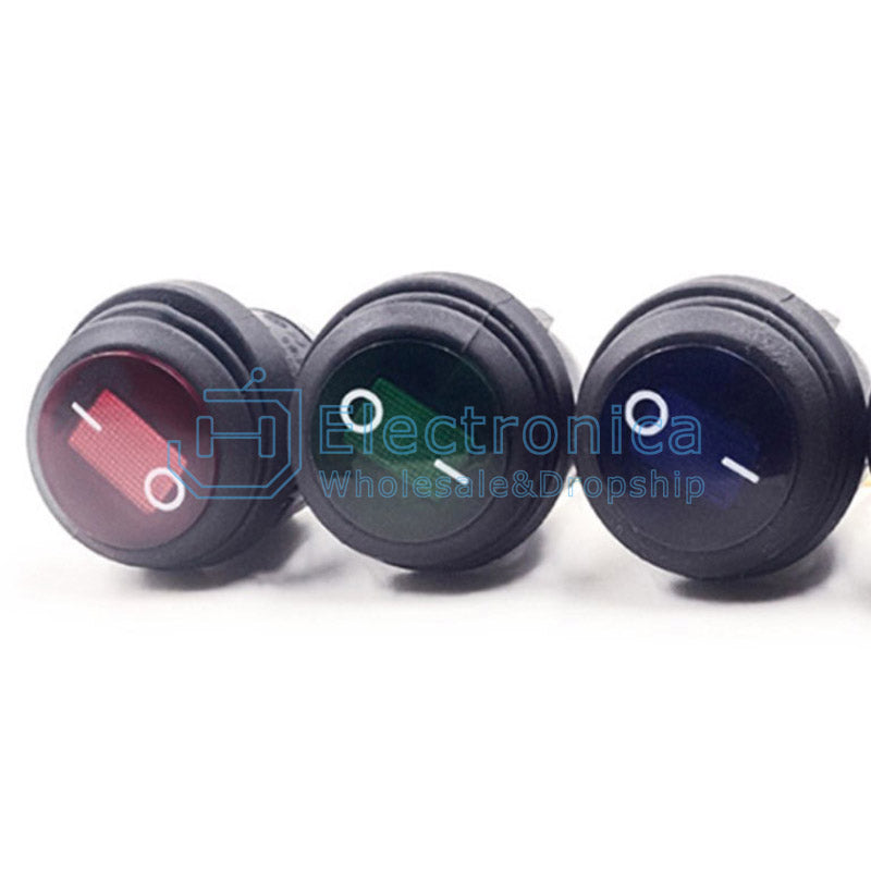 KCD1 2 Position 3 Pins Round Rocker Switch - I Found Tech Chinese Warehouse Import - Blue light