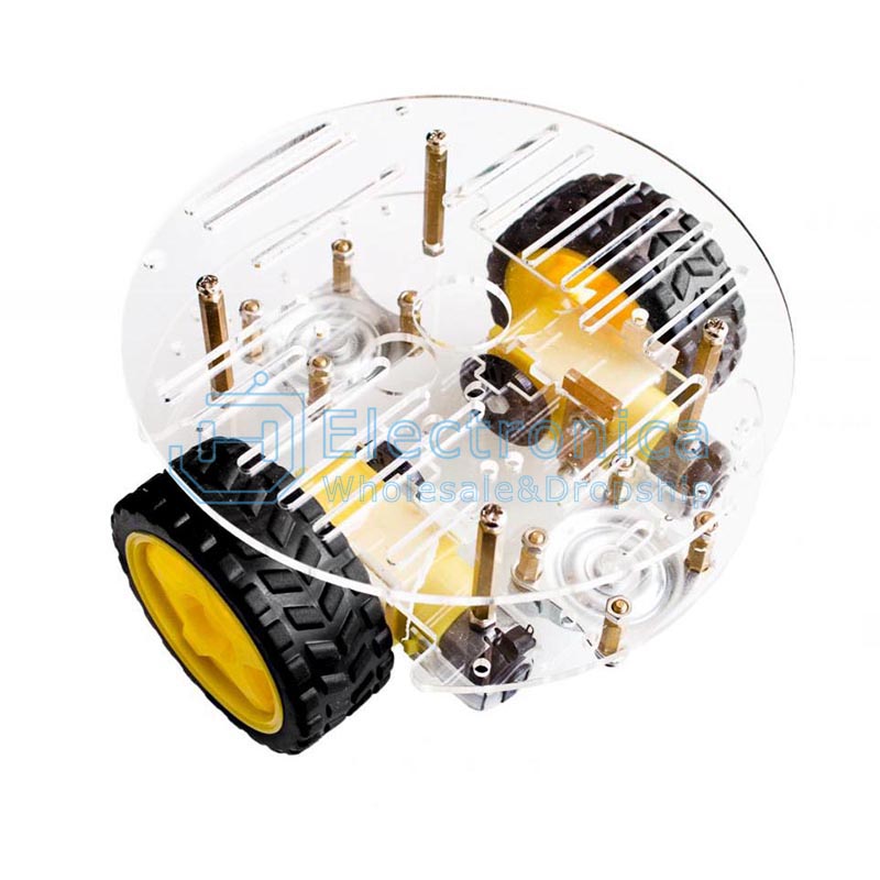 2WD Mini Round Double Deck Smart Car Chassis Kit - I Found Tech Chinese Warehouse Import - with bag