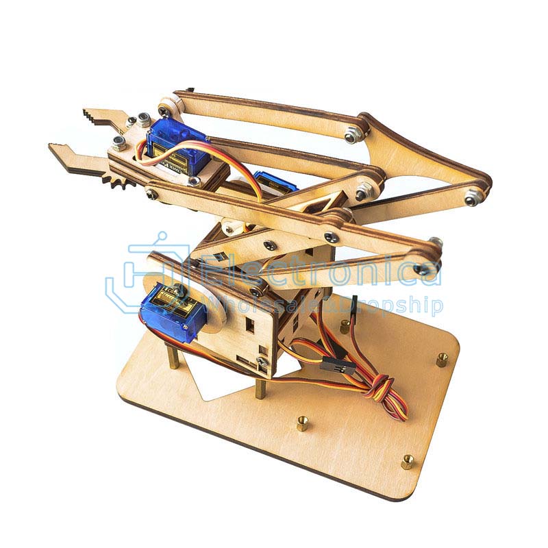 4 DOF Wooden Robot Arm Kit - I Found Tech Chinese Warehouse Import - With 4 MG90S Servo