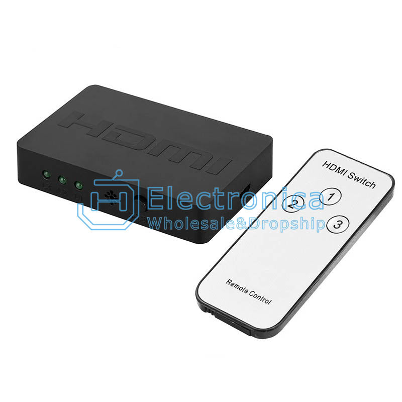 HDMI 3 Input-1 Out Switcher with Remote Control - I Found Tech Chinese Warehouse Import - Black with remote control