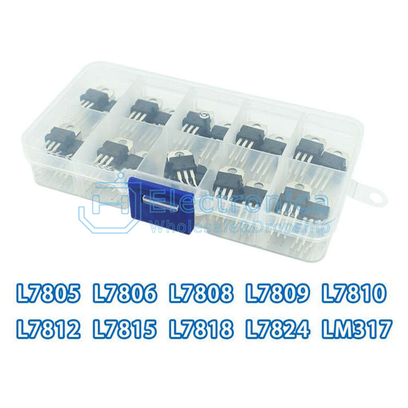 10 Kinds,Each 5pcs L7805/7806/7812/7824/LM317 Three-terminal Regulator Tube Sorting Box Kit - I Found Tech Chinese...