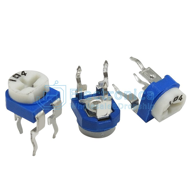 RM065-104(100K) Horizontal Blue and White Adjustable Potentiometer - I Found Tech Chinese Warehouse Import - 10PCS
