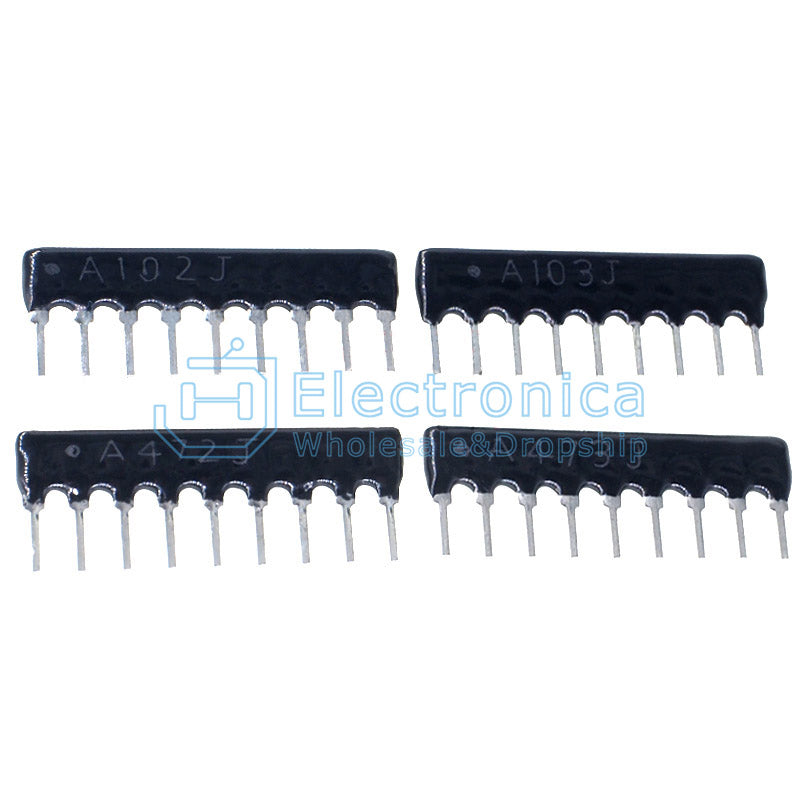 9Pin Exclusion Network Resistor A103J/A102J/A472J/4.7K/1K/10K/ 2K/3K/6.8K/3.3K/2.2K - I Found Tech Chinese Warehouse...