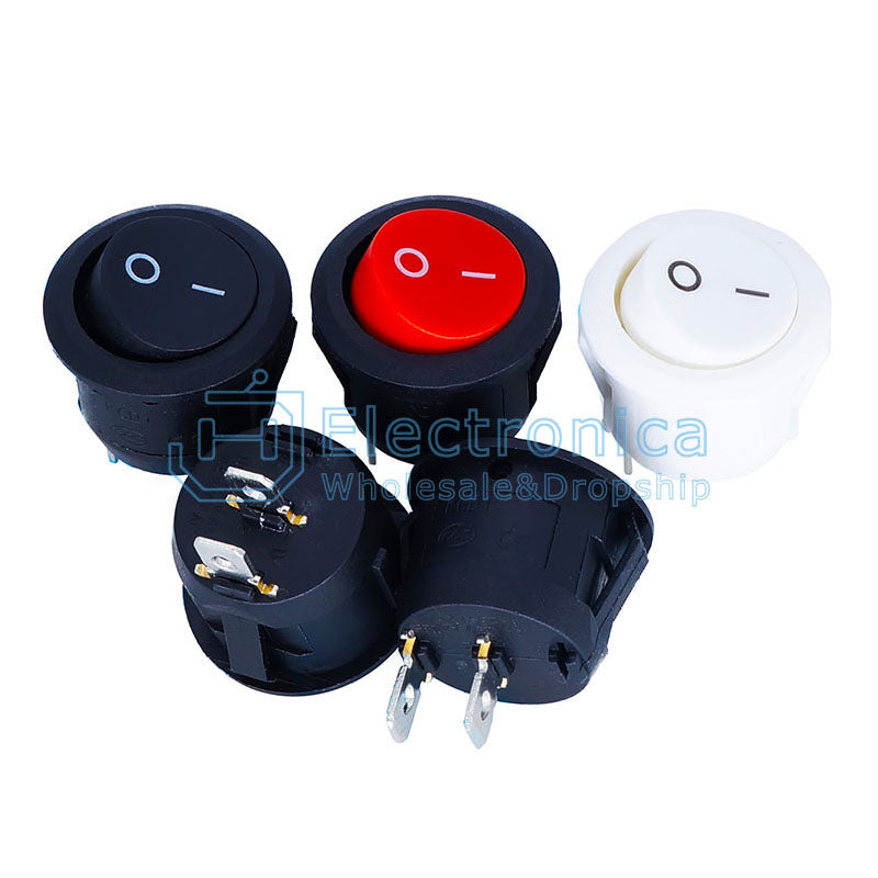 KCD1 15mm 2Pin Circular Boat Switch - I Found Tech Chinese Warehouse Import - Black 10pcs