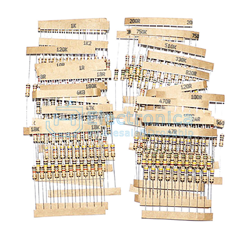 1000pcs 50 Values 1/4W 5% 2.2Ω~2.2mΩ Carbon Film Resistor Kit - I Found Tech Chinese Warehouse Import