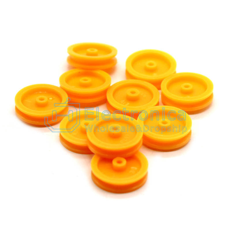 2*17mm Yellow Pulley Wheel - I Found Tech Chinese Warehouse Import - 10PCS