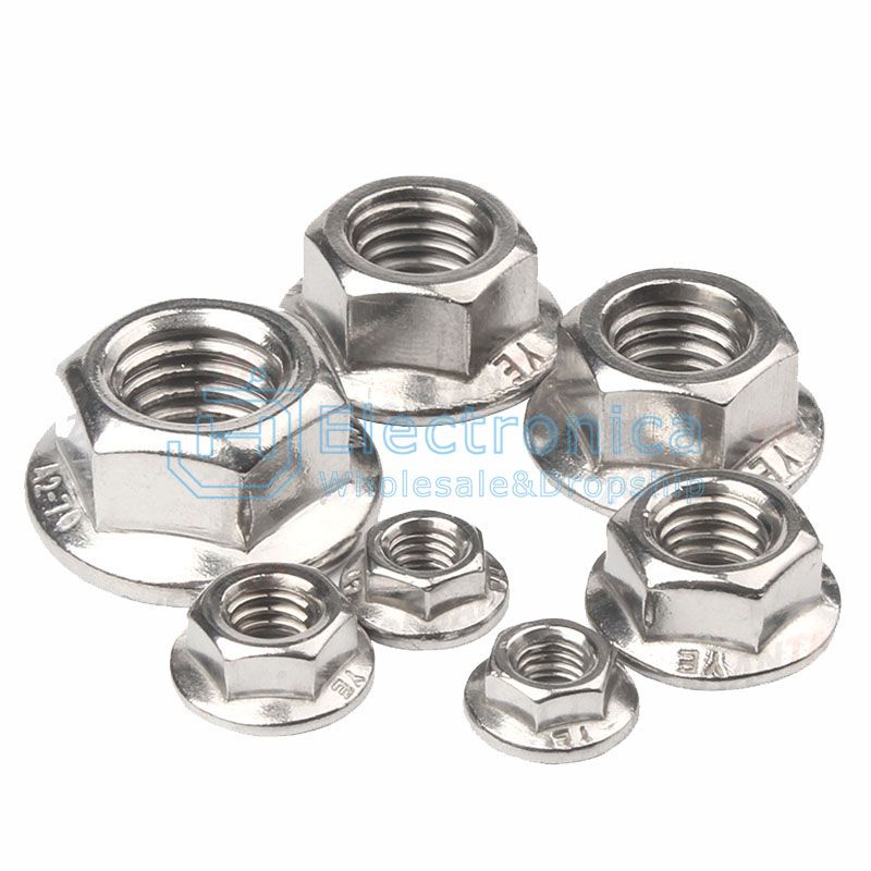 M3/M4/M5/M6/M8/M10/M12/M14/M16 304/201 Stainless Steel Flange Nut - I Found Tech Chinese Warehouse Import - M10 (201) 10pcs