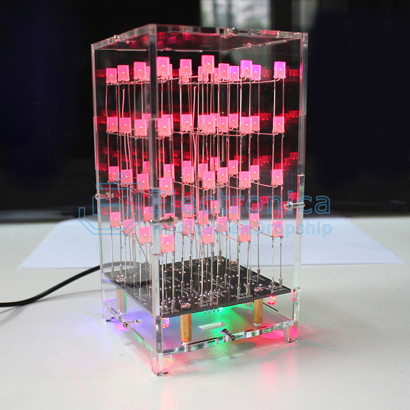 4×4×4 Colorful LED Cube DIY Kit - I Found Tech Chinese Warehouse Import - DIY parts with remote control+foggy two-color light