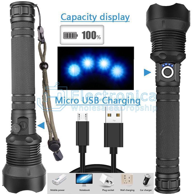 P70/P50 Telescopic Zoom Glare Flashlight - I Found Tech Chinese Warehouse Import - Long flashlight P70+USB cable (no battery)