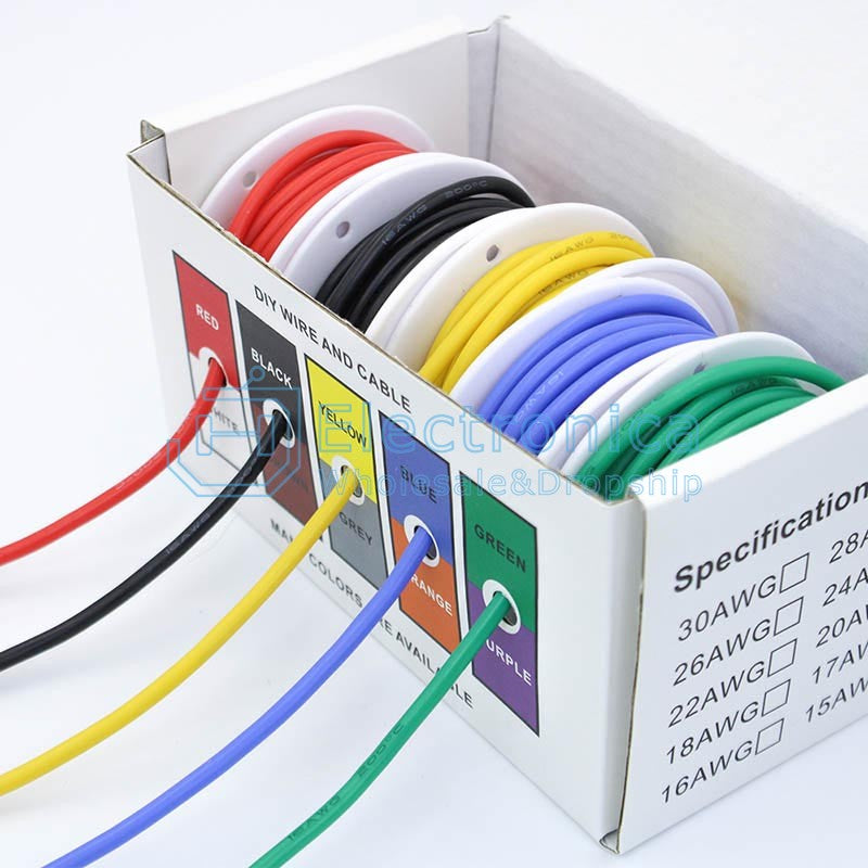 16/17/18/20/22/24/26/28/30 AWG 5 Colors Ultra Soft Silicone Wire - I Found Tech Chinese Warehouse Import - Option...